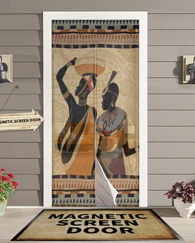 סגנון אתני אפריקאי נשים נשים שחורות מגנטי לדלת וילון סלון, חדר השינה בבית נגד יתושים מסך הדלת וילון