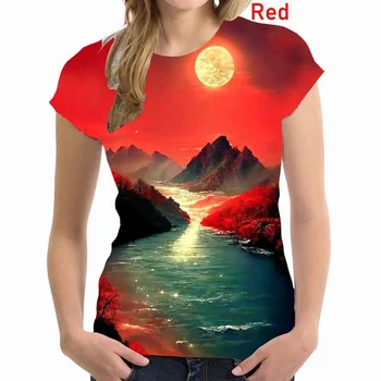סגנון חדש של נשים חולצות 3D מודפס החולצה החולצה הר יער להדפיס את הקיץ אופנה אישיות החולצה