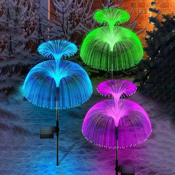 סולארי כפול מדוזה אור 7 צבעים שמש גן אורות Led אורות של סיבים אופטיים חיצוני עמיד למים עיצוב המנורה על הדשא פטיו