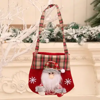 סנטה קלאוס נושא בשקית מתנה באיכות גבוהה בד בשקית מתנה חגיגי חג המולד שקיות מתנה מקסימה קריקטורה שלג סנטה למסיבה