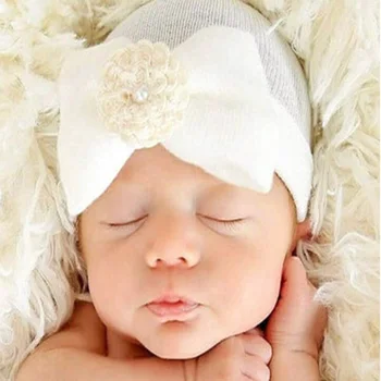 סריגה חמוד היילוד כובע תינוק בנות בנים התינוק כובעים ילדה תינוק נוח Bowknot החולים כובע עם פסים כובע כפת הפעוט 0-3M