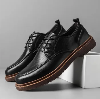 סתיו גברים חדשים נעלי Brogue נעליים מזדמנים גברים עור pu נעלי עבודה, מגפי עסקים מקרית נעלי ספורט