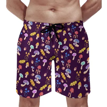 פטריית הקסם לוח מכנסיים קצרים צבעוניים, פטריות יער חוף הוואי קצרים גרפי רץ לגלוש מהר יבש בגד ים מתנה הרעיון