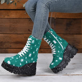 פלטפורמה נשים טריזים בוקרים נעלי עקבים גבוהים מגפי צ ' לסי 2023 החורף החדש מעצב גותי מגפי קרסול משאבות פאנק Bottine פאטאל