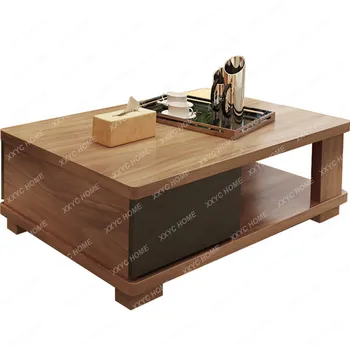 פשוט בצבע אגוז נורדי יצירתי דירה קטנה עץ תבואה שולחן קפה מעץ מלא חלקיקים המשרד שולחן קפה