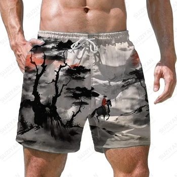 קיץ גברים חדשים של מכנסיים קצרים נוף ציור דיו הדפסת 3D של גברים מכנסיים קצרים מזדמנים בסגנון של גברים מכנסיים מגמת אופנה גברים תחתונים