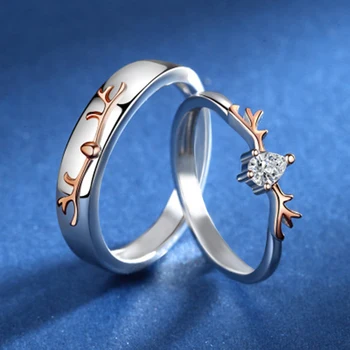 רומנטי חדש רוז זהב צבע אייל זוג טבעות נוצצות גביש זירקון נשים/גברים טבעת למאהב המתנות תכשיטי אופנה