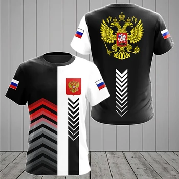 רוסית Harajuku חולצת הטריקו של הגברים רוסי דגל מודפס שרוול קצר חולצת טריקו בגדי גברים גדולים חולצה רחוב בגדים מזדמנים על