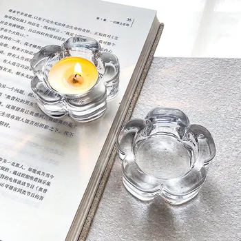 תוספות רוח שזיף מחזיקי נרות מזכוכית בסגנון נורדי פשוט רומנטי מסעדה שולחן שולחן ארוחת הערב קישוט הנר כוס