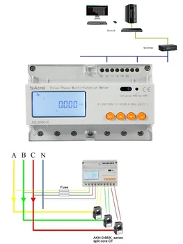 תצוגת LCD שלושה ערוצים מדידת טמפרטורה אופציונלי מד האנרגיה תלת פאזי עם 3 לפצל רובוטריקים